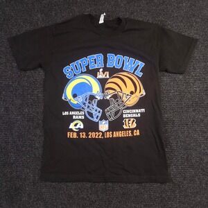 Super Bowl LVI 2022 Rams Bengals Black Graphic T Shirt Juniors Small Womens‎ XS